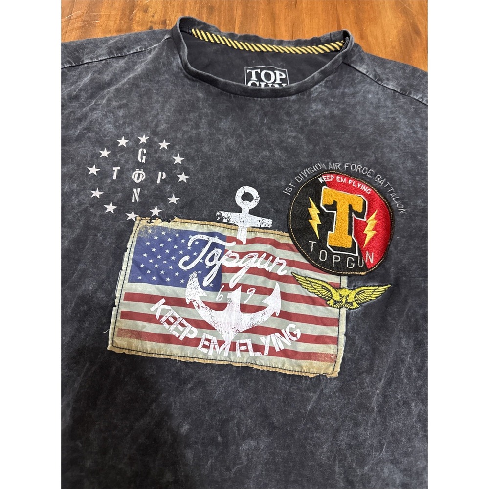 Top Gun An American Icon Embroidered Tomcat Mens SS T-shirt Patch XL Soft